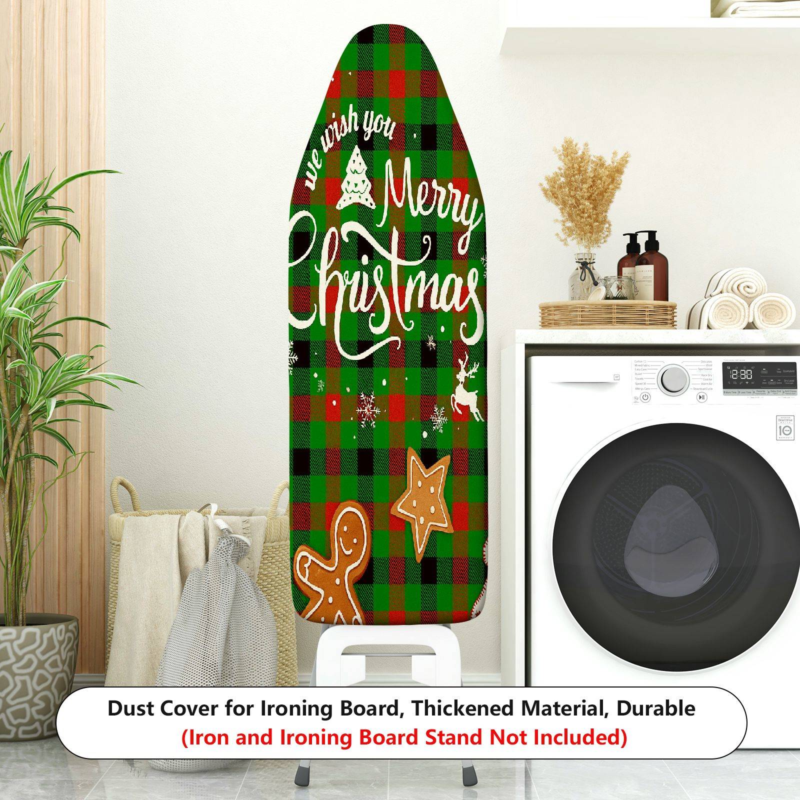 1-Piece Christmas Red Green Plaid  Ironing Board Cover, Universal Size, Without Board
