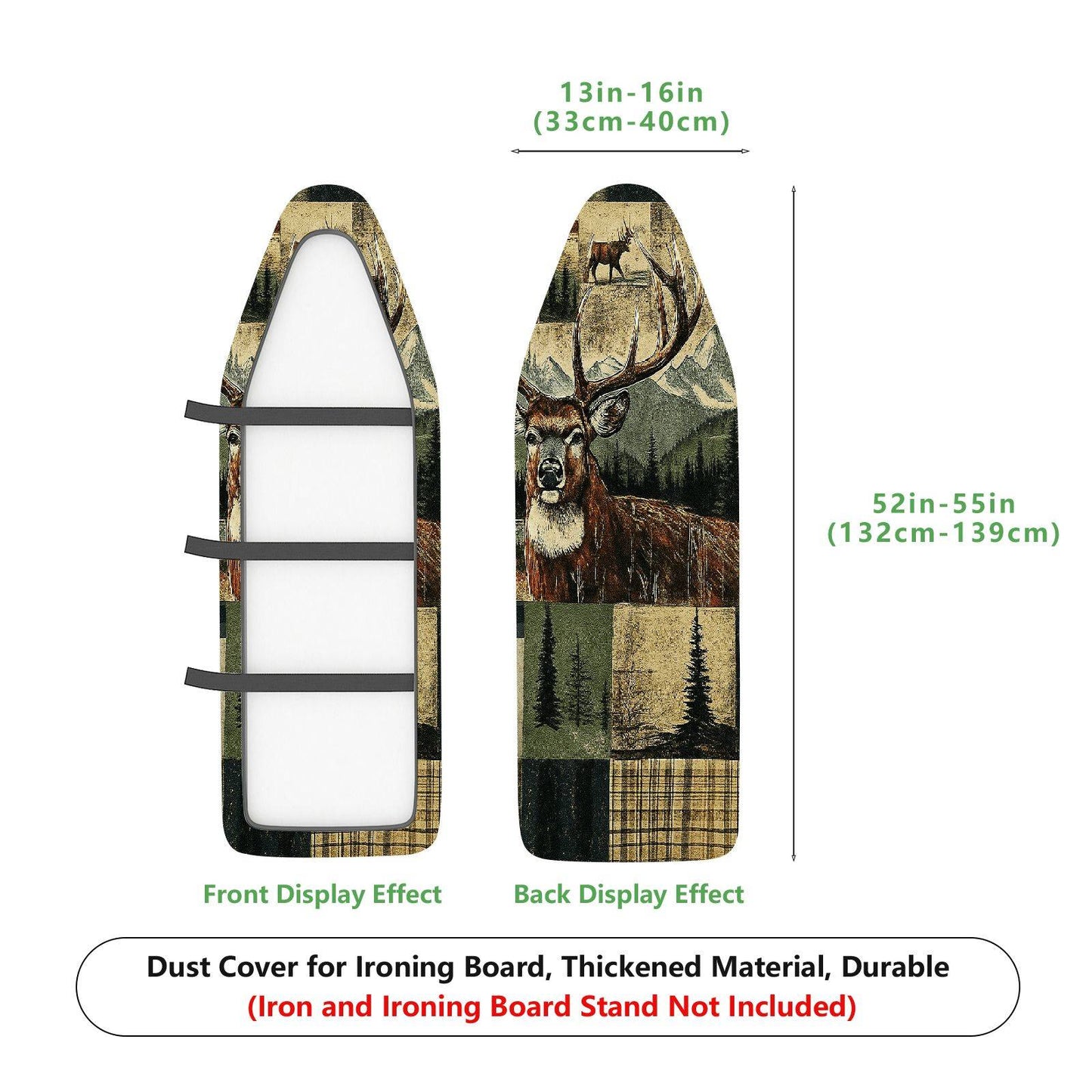 1-Piece Deer Forest Plaid  Ironing Board Cover, Universal Size, Without Board