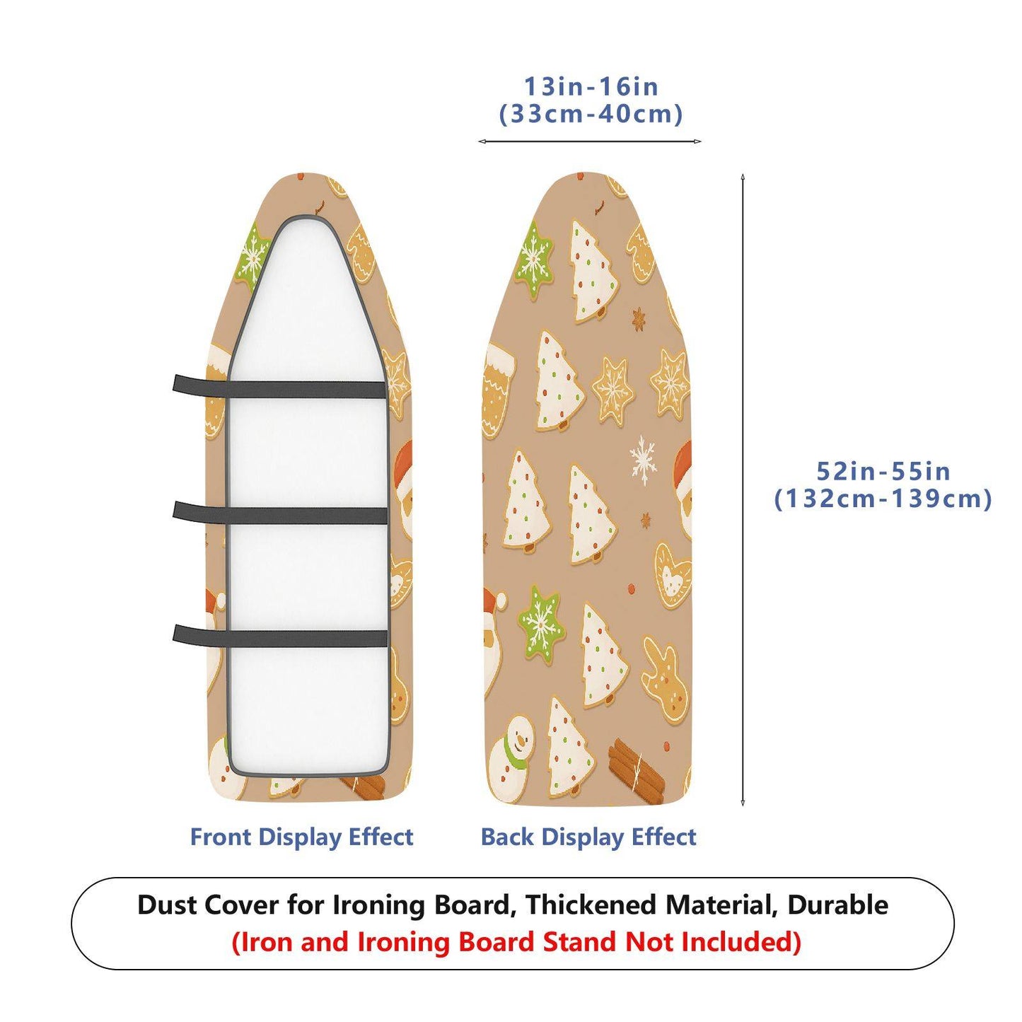 1-Piece Christmas Cookies Santa  Ironing Board Cover, Universal Size, Without Board