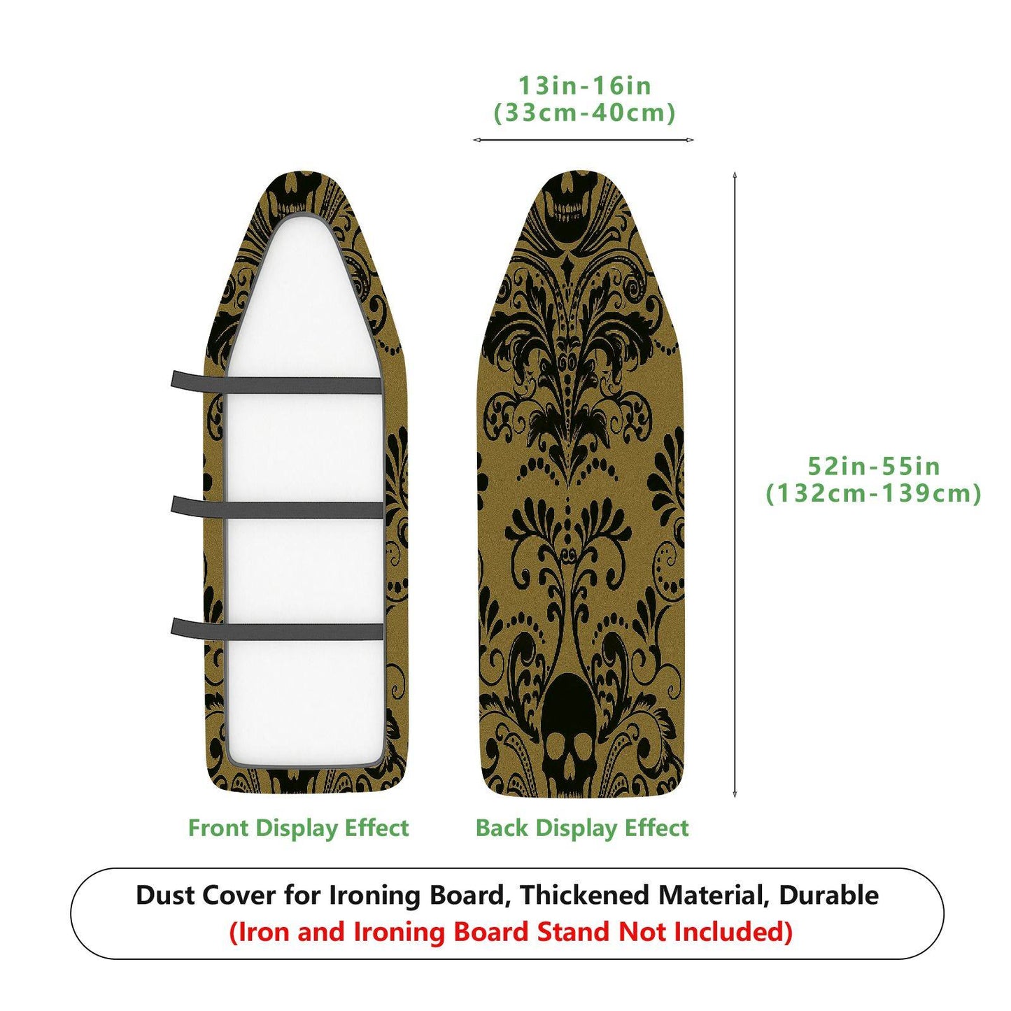1-Piece Elegant Floral Black Beige  Ironing Board Cover, Universal Size, Without Board
