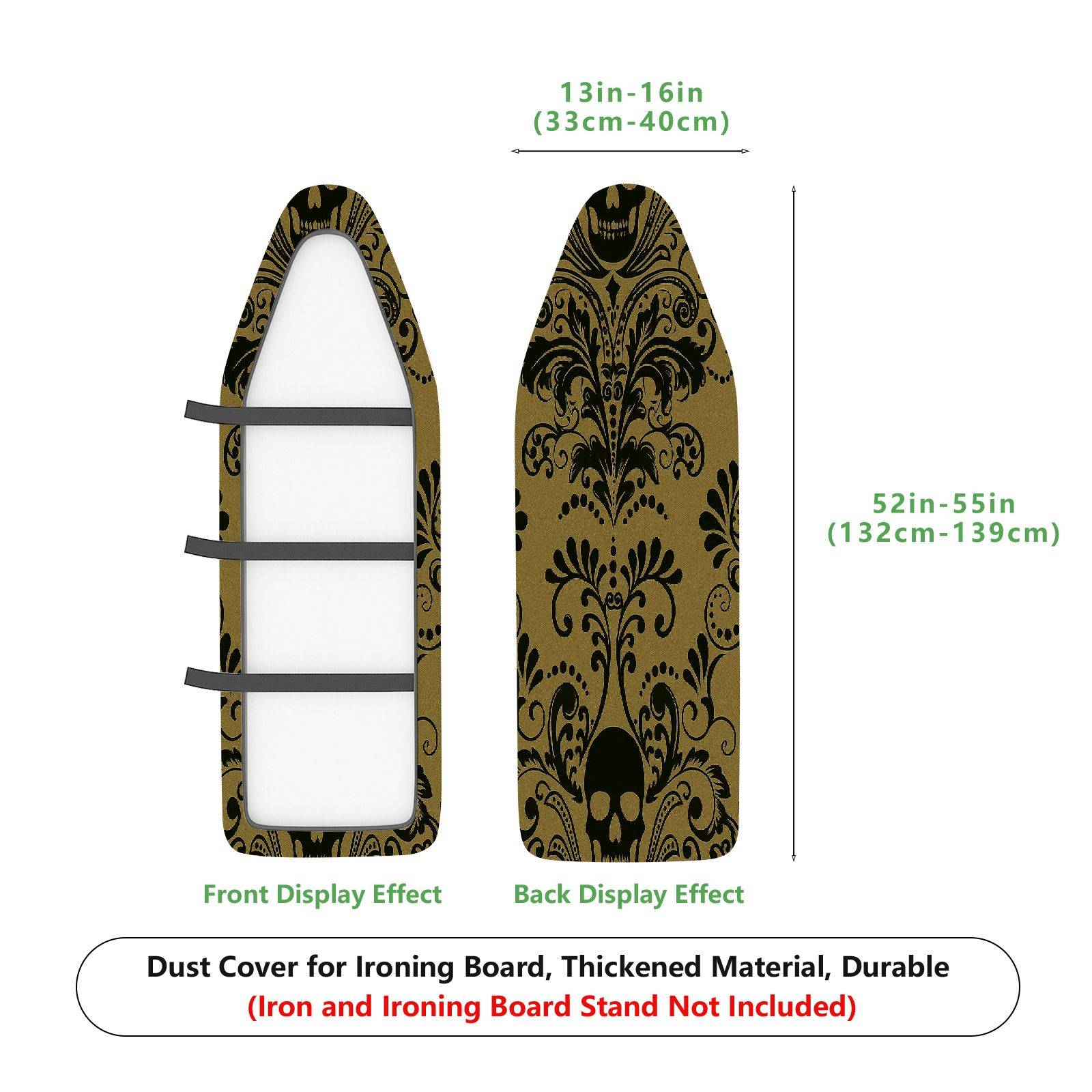 1-Piece Elegant Floral Black Beige  Ironing Board Cover, Universal Size, Without Board