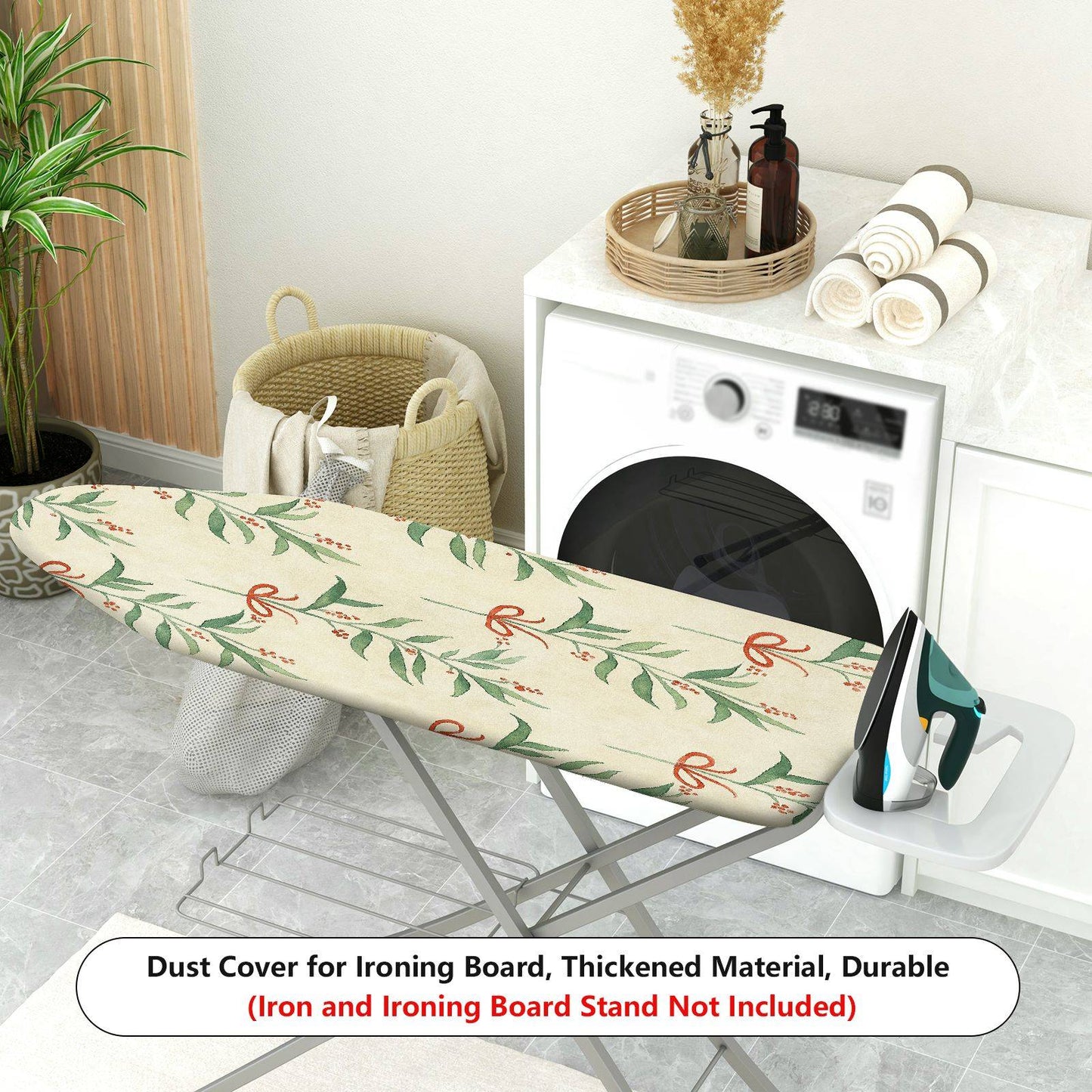 1-Piece Christmas Leaf Bowknot Pattern  Ironing Board Cover, Universal Size, Without Board
