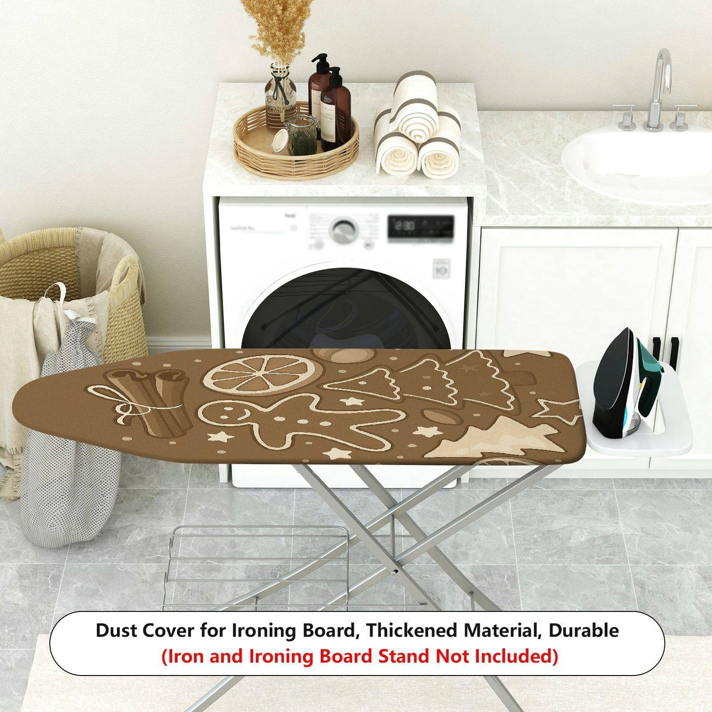 1-Piece Christmas Gingerbread Cinnamon Tree  Ironing Board Cover, Universal Size, Without Board