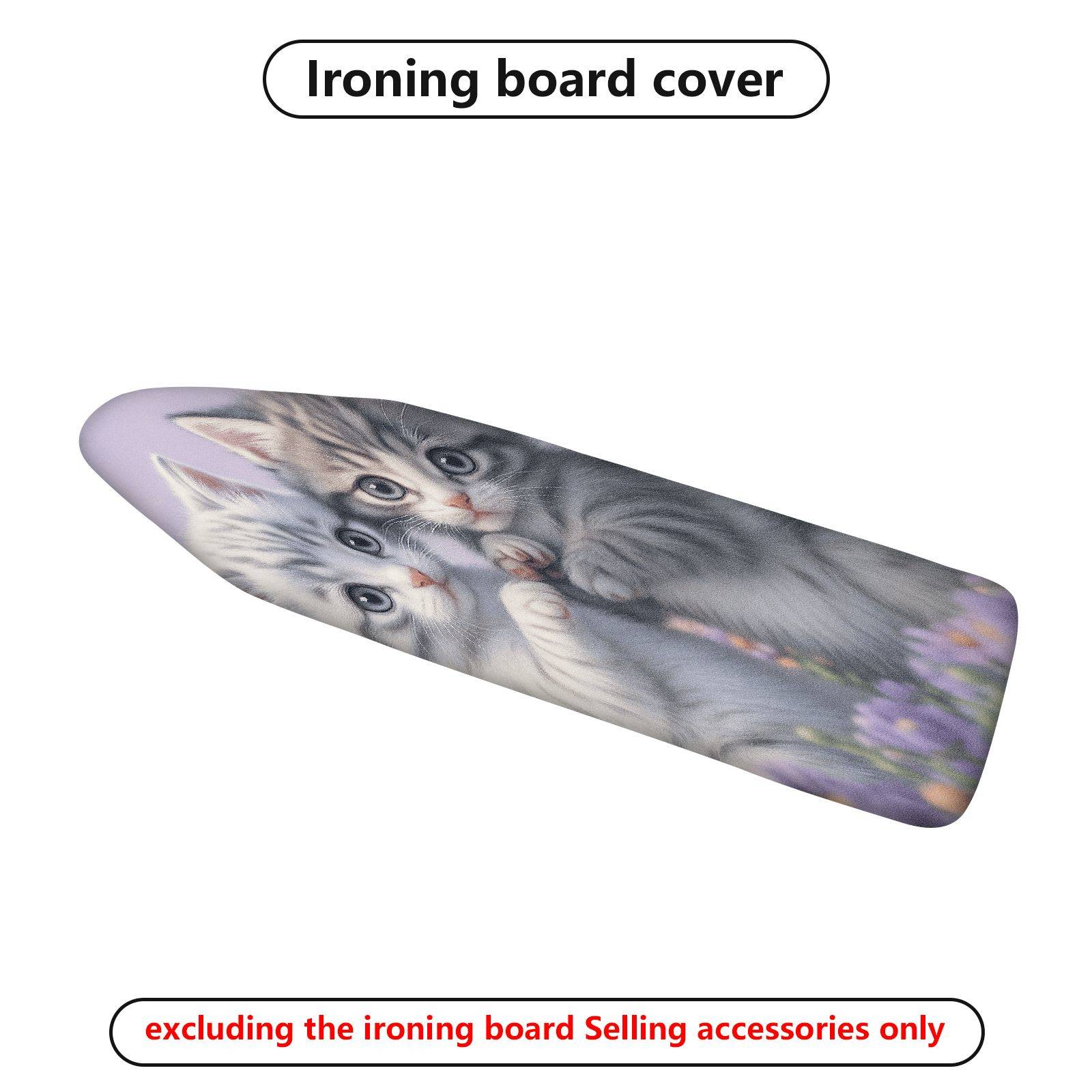 1-Piece Cute Kitten Lavender Floral  Ironing Board Cover, Universal Size, Without Board
