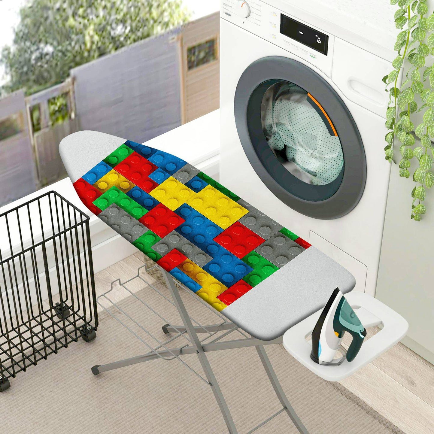 1-Piece Colorful Blocks Pattern Fun Playful  Ironing Board Cover, Universal Size, Without Board