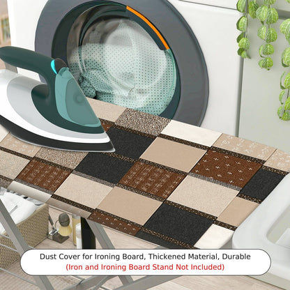 1-Piece Checkered Brown Black Beige  Ironing Board Cover, Universal Size, Without Board