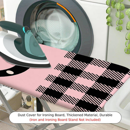 1-Piece Pink Plaid Polka Dot  Ironing Board Cover, Universal Size, Without Board
