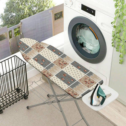 1-Piece Floral Patchwork Beige Grey  Ironing Board Cover, Universal Size, Without Board