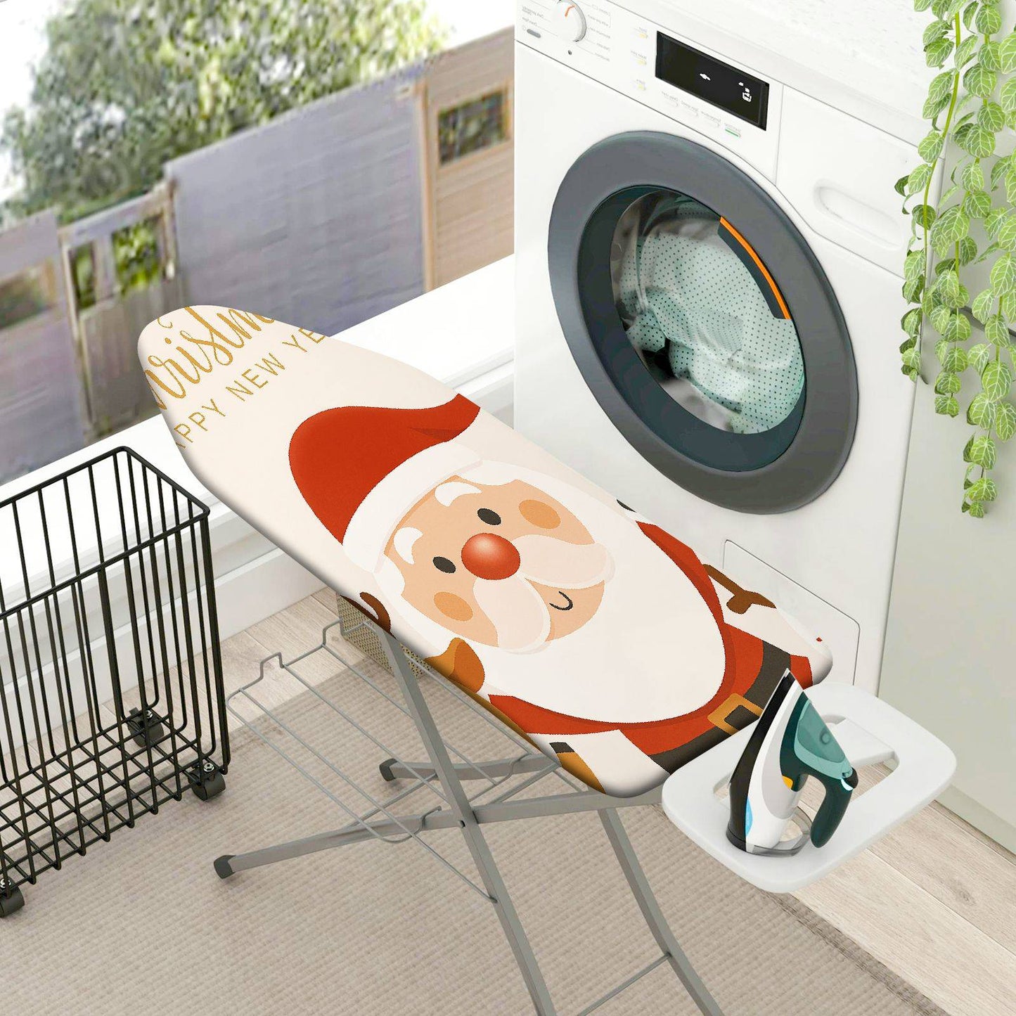 1-Piece Christmas Santa HappyNewYear  Ironing Board Cover, Universal Size, Without Board