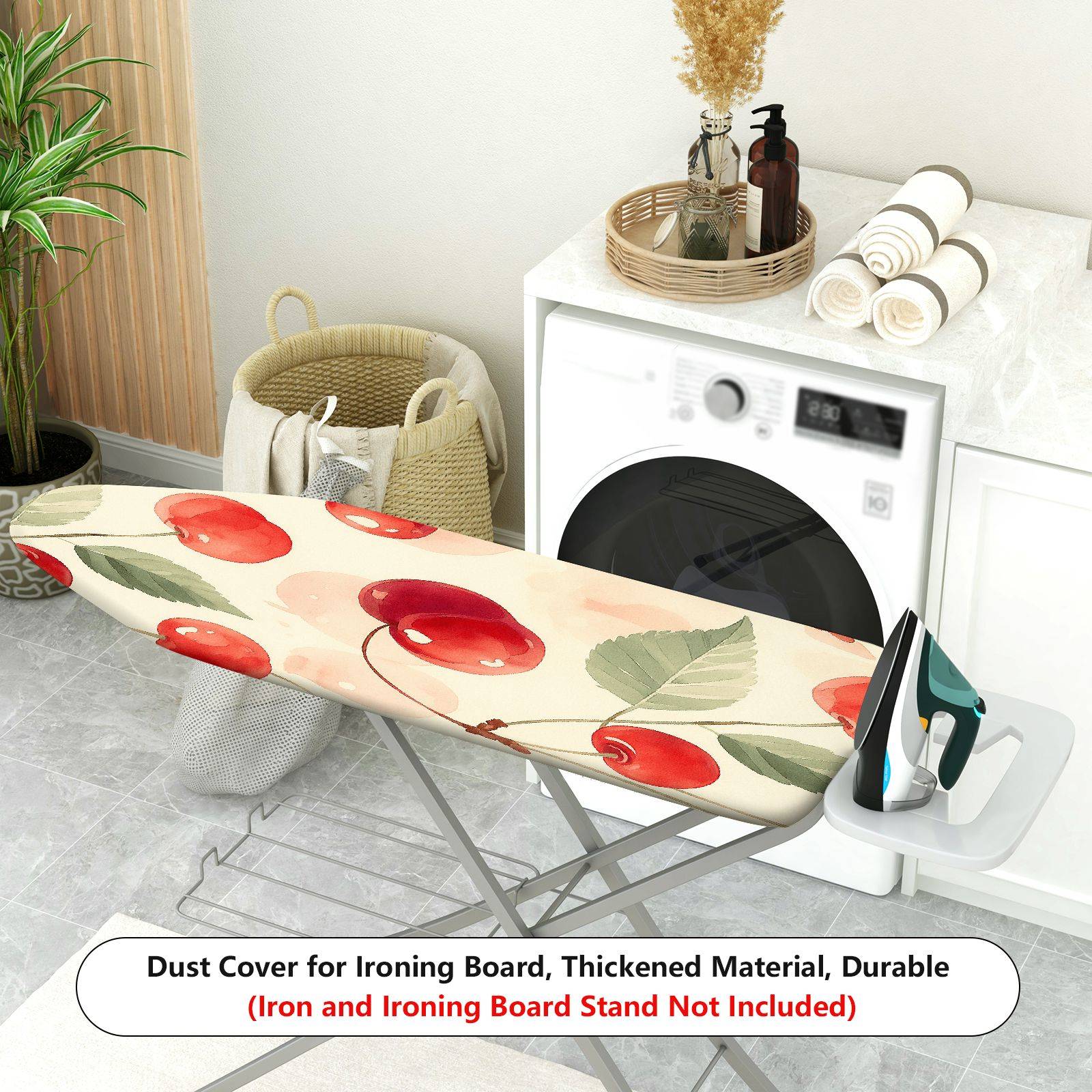 1-Piece Cherry Fruit Pattern Watercolor Style  Ironing Board Cover, Universal Size, Without Board