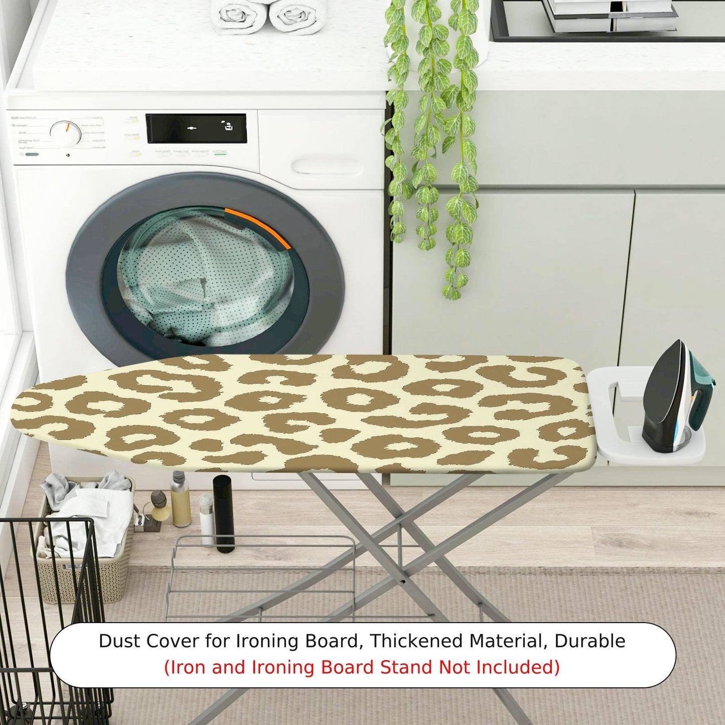 1-Piece Leopard Print Beige Stylish  Ironing Board Cover, Universal Size, Without Board