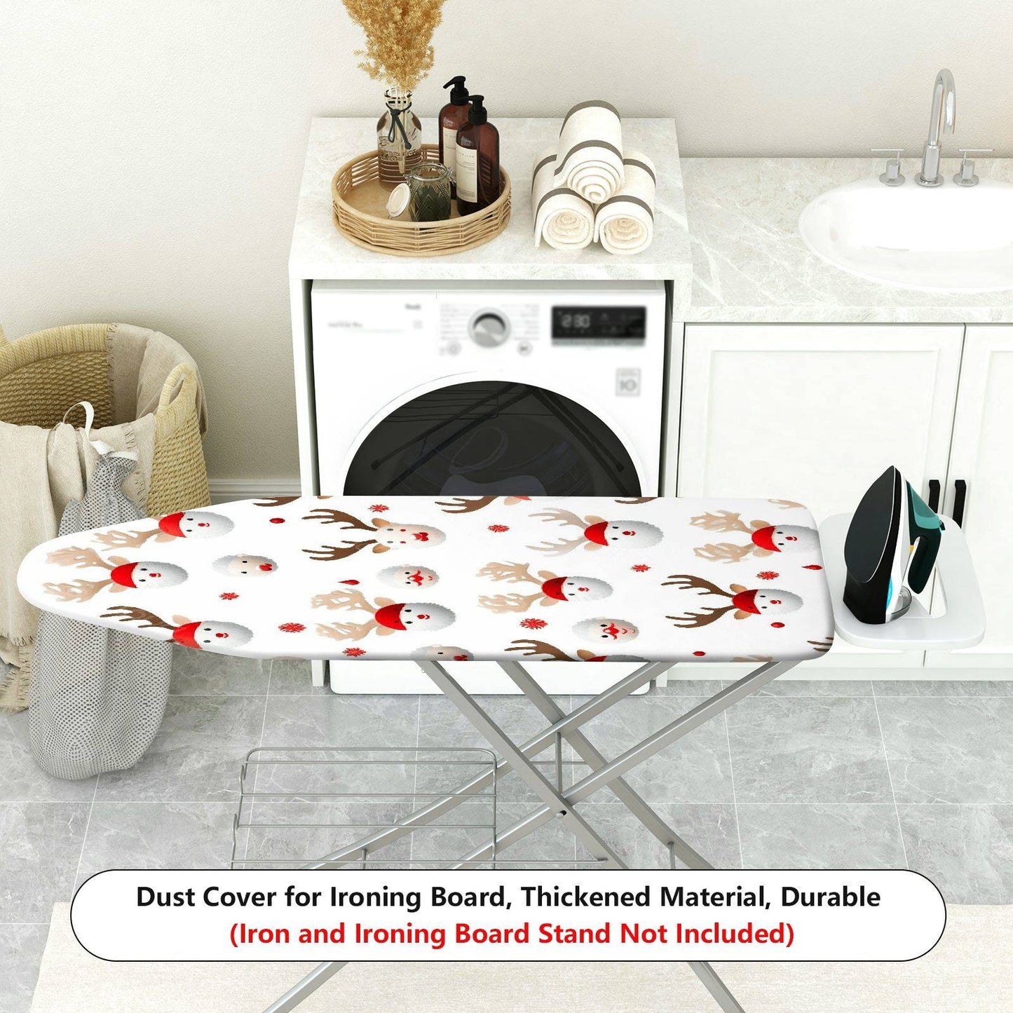 1-Piece Santa Reindeer Christmas  Ironing Board Cover, Universal Size, Without Board