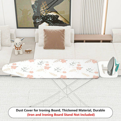 1-Piece Floral Pattern Pink Flower Beige Leaf  Ironing Board Cover, Universal Size, Without Board