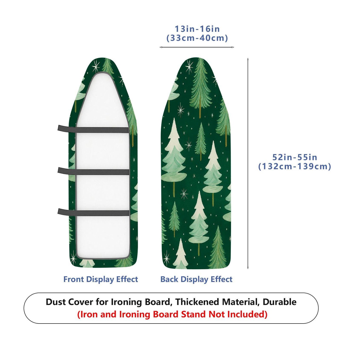 1-Piece Christmas Tree Pattern Forest Green Theme  Ironing Board Cover, Universal Size, Without Board