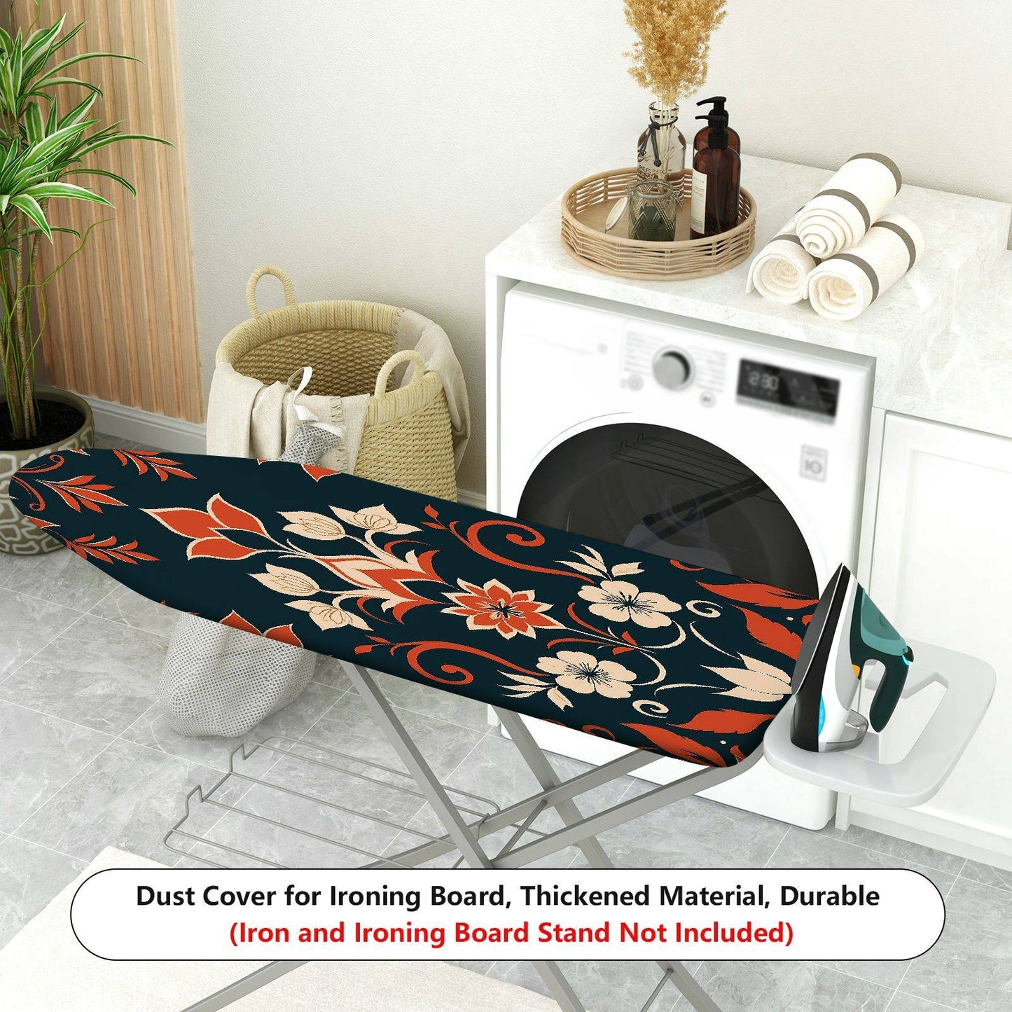 1-Piece Floral Pattern Orange Black Beige  Ironing Board Cover, Universal Size, Without Board