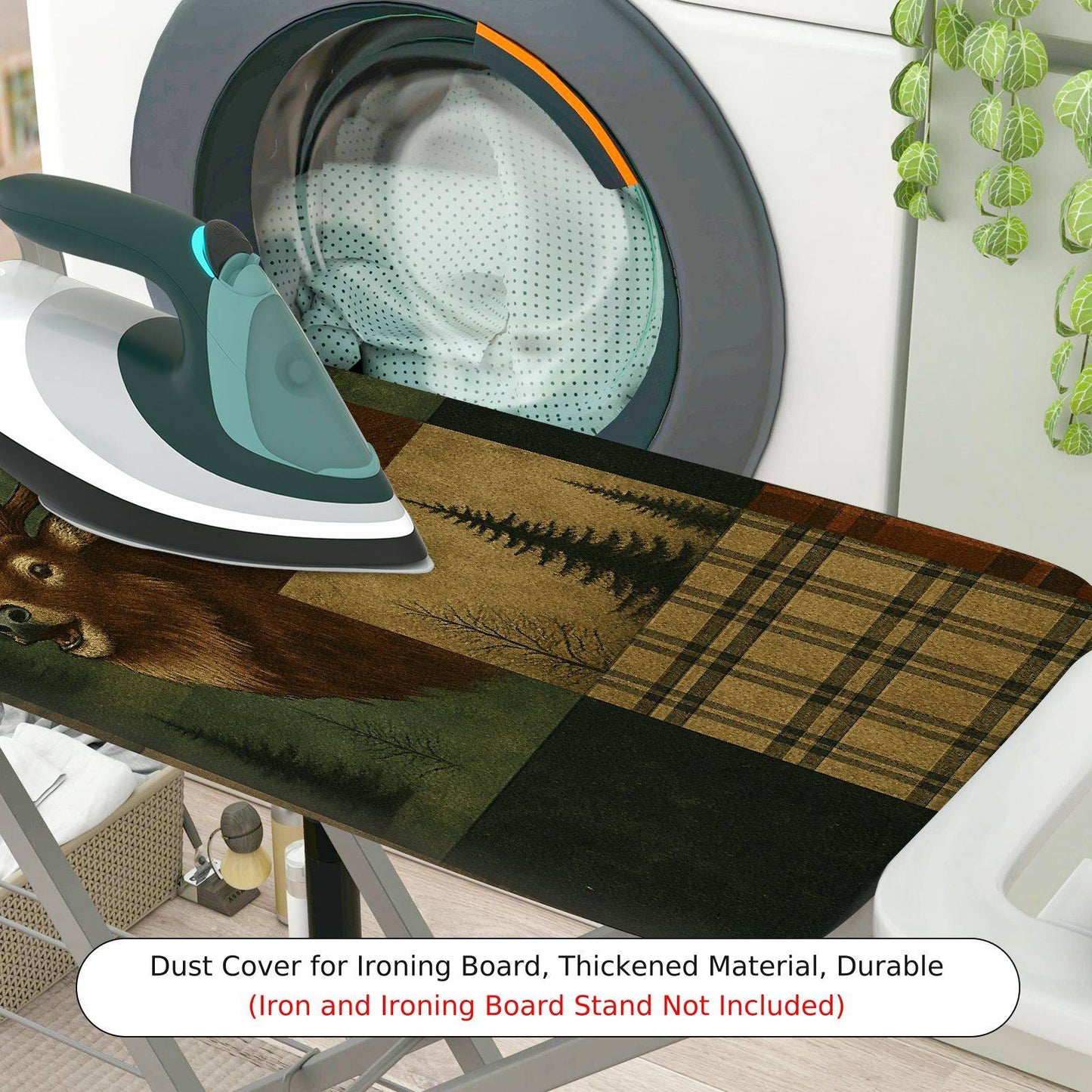 1-Piece Deer Plaid Forest  Ironing Board Cover, Universal Size, Without Board