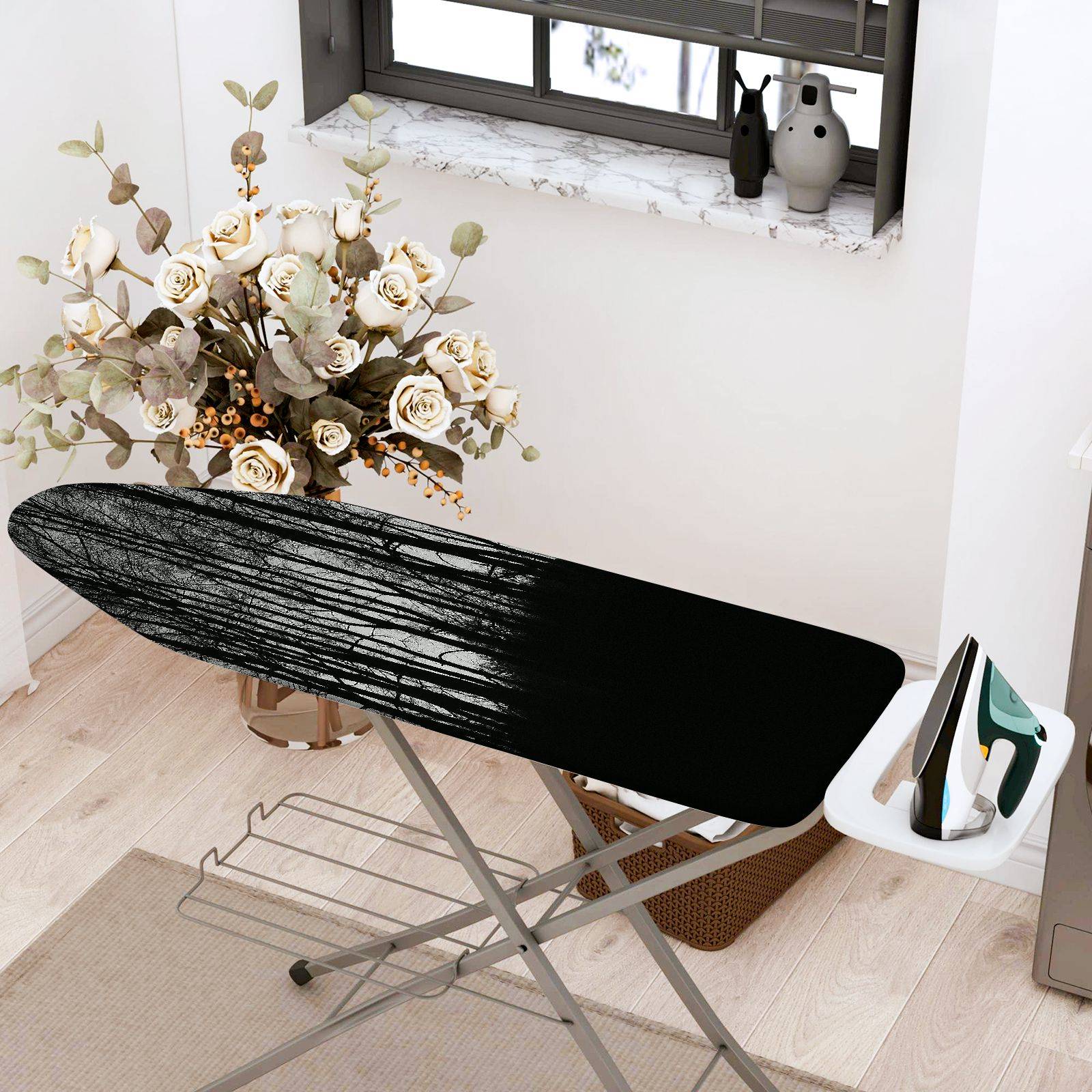 1-Piece Abstract Black White Paint  Ironing Board Cover, Universal Size, Without Board