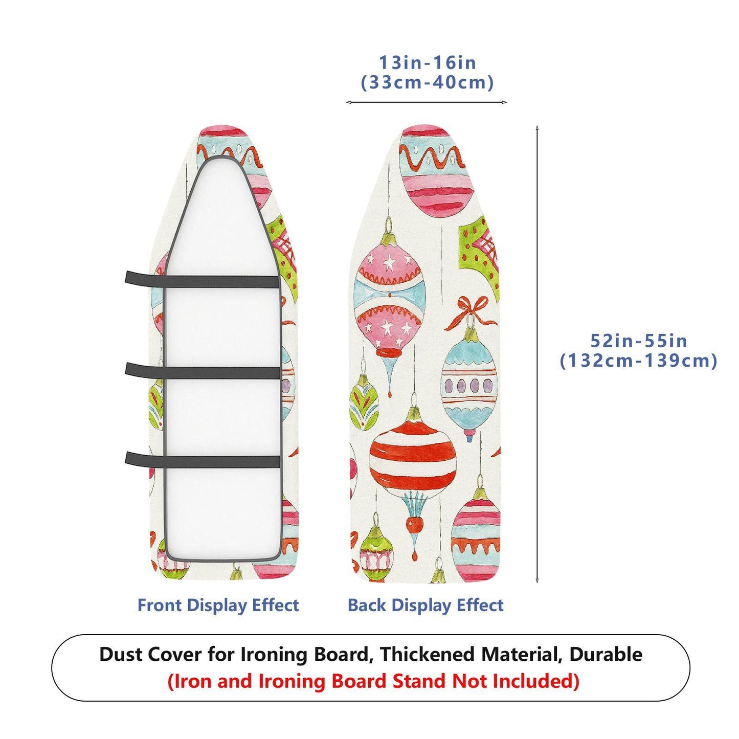 1-Piece Christmas Baubles Festive Ornament  Ironing Board Cover, Universal Size, Without Board