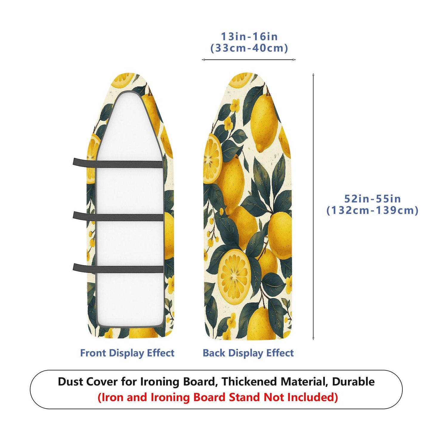 1-Piece Lemon Fruit Floral Yellow  Ironing Board Cover, Universal Size, Without Board