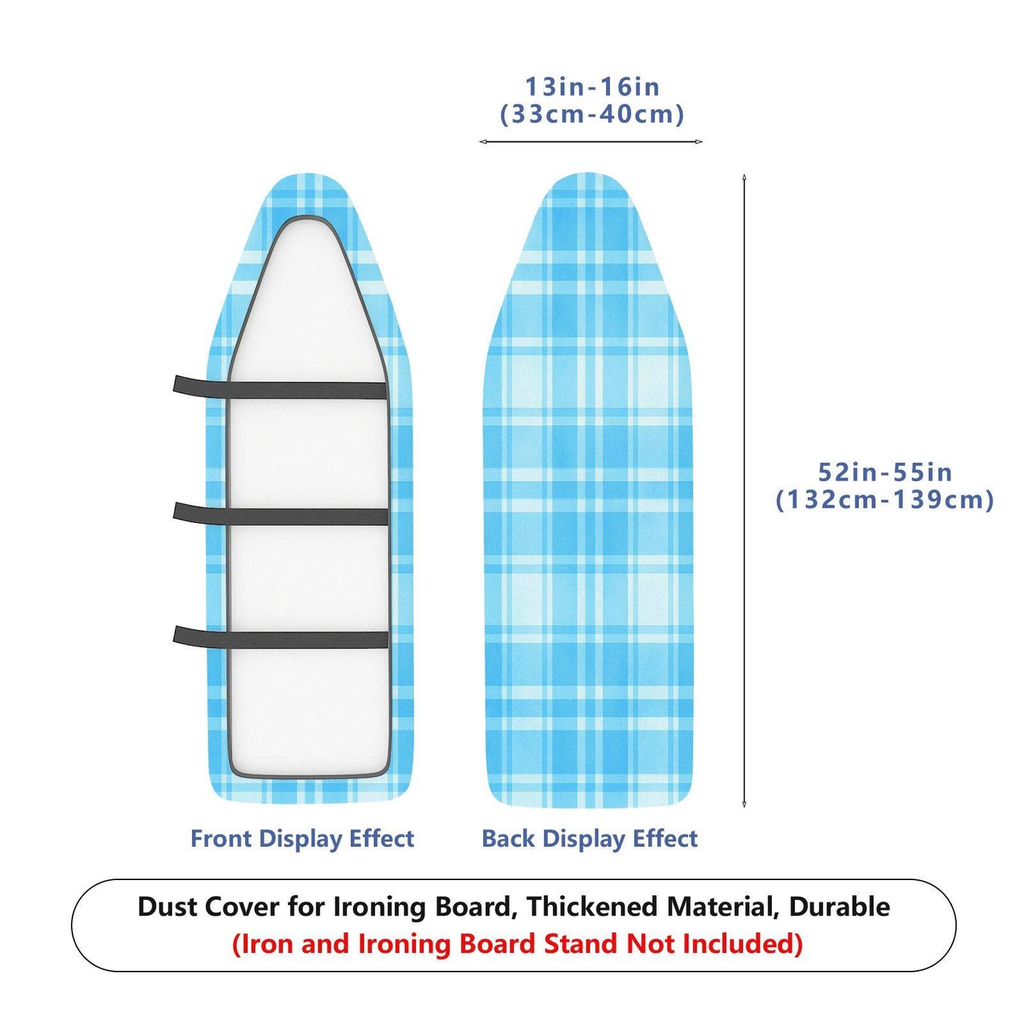 1-Piece Plaid Blue Checkered Pattern  Ironing Board Cover, Universal Size, Without Board