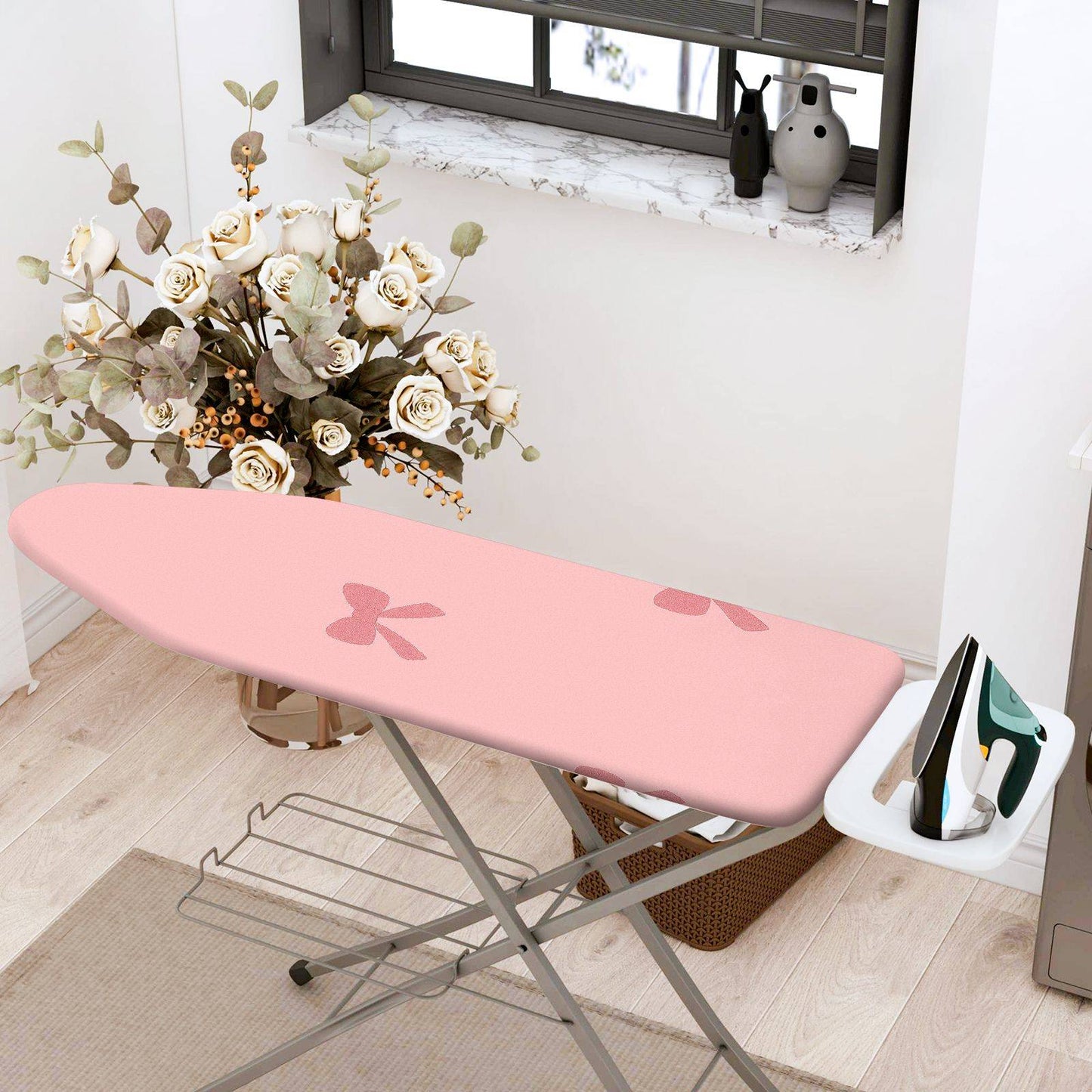 1-Piece Pink Bow Pattern Cute  Ironing Board Cover, Universal Size, Without Board