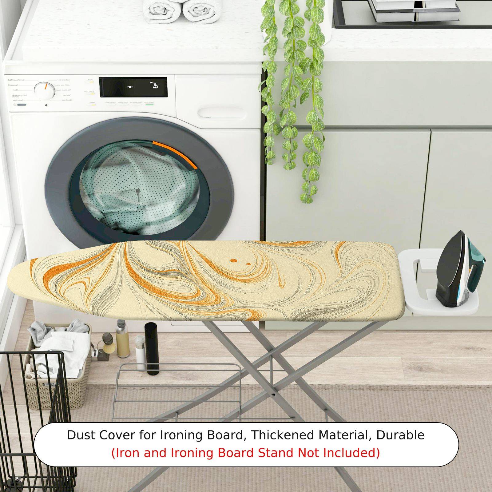 1-Piece Abstract Swirl Pattern Beige Orange  Ironing Board Cover, Universal Size, Without Board