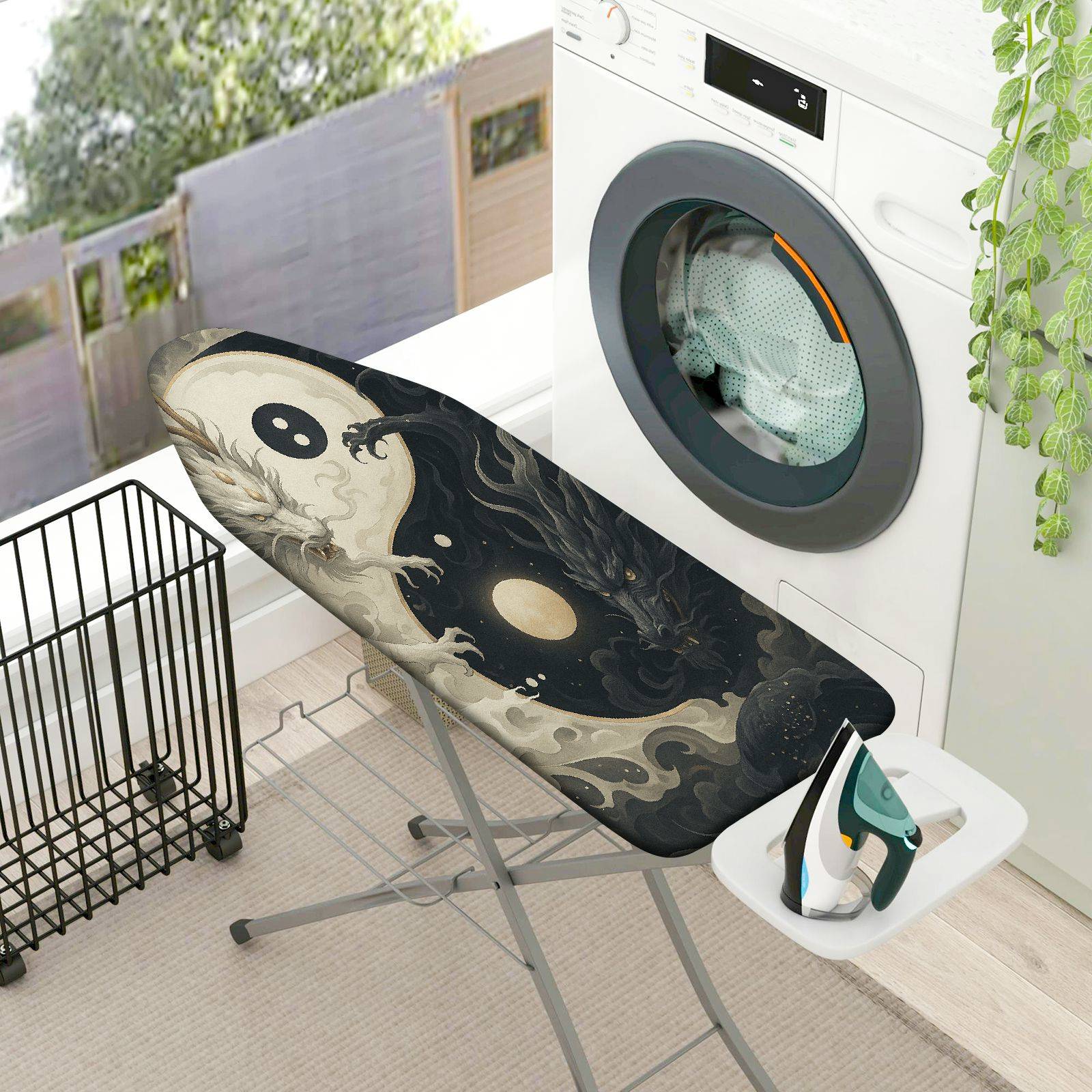 1-Piece Yin Yang Dragon Black  Ironing Board Cover, Universal Size, Without Board