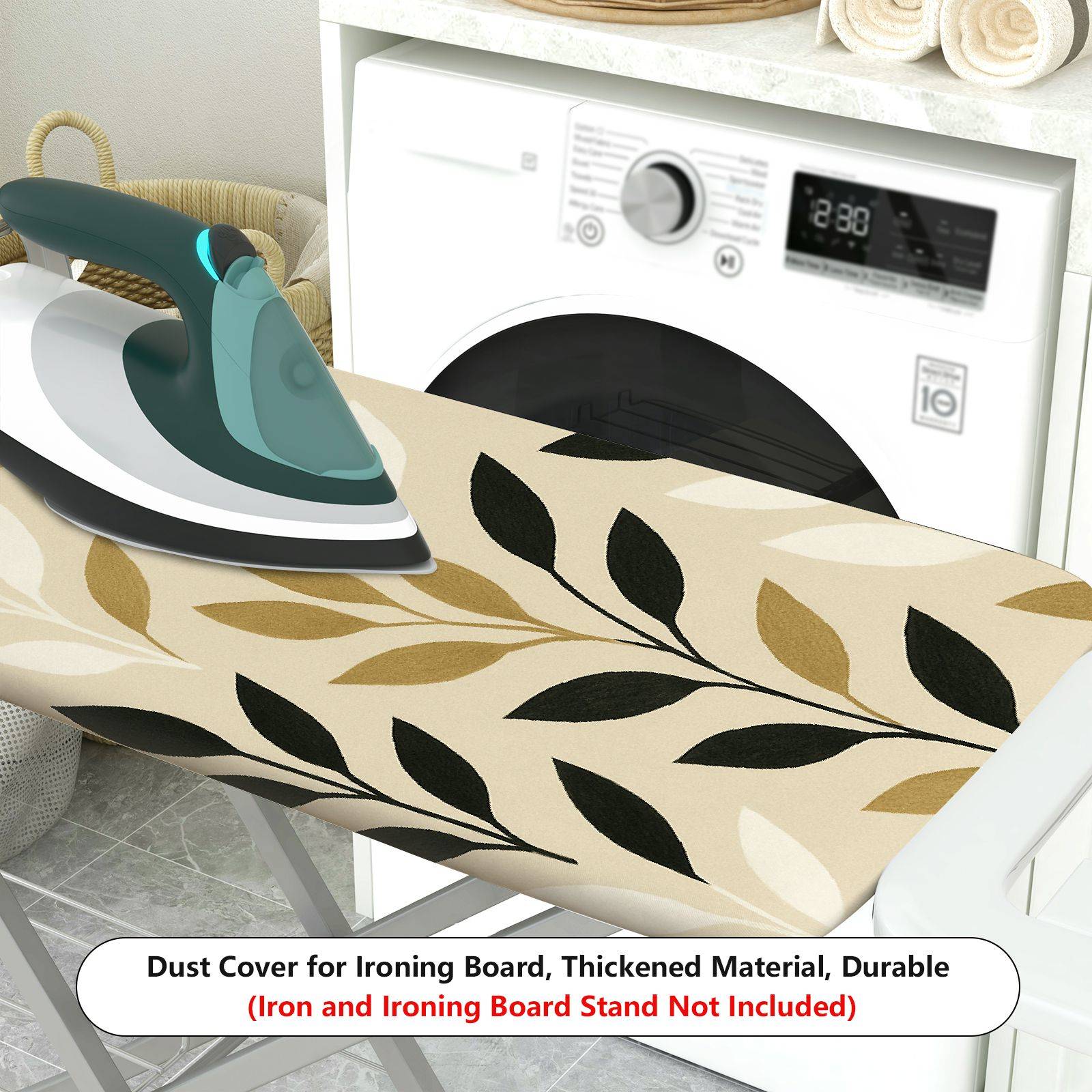 1-Piece Leaves Pattern Floral Beige  Ironing Board Cover, Universal Size, Without Board