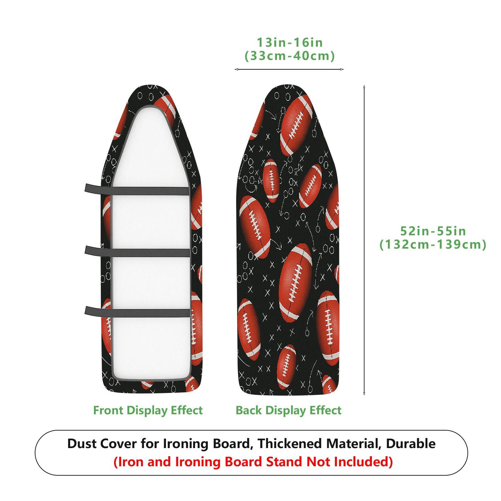 1-Piece Football Sports Black  Ironing Board Cover, Universal Size, Without Board