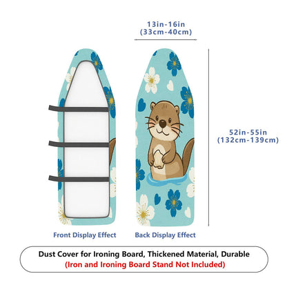 1-Piece Cute Otter Flower Pattern Blue  Ironing Board Cover, Universal Size, Without Board