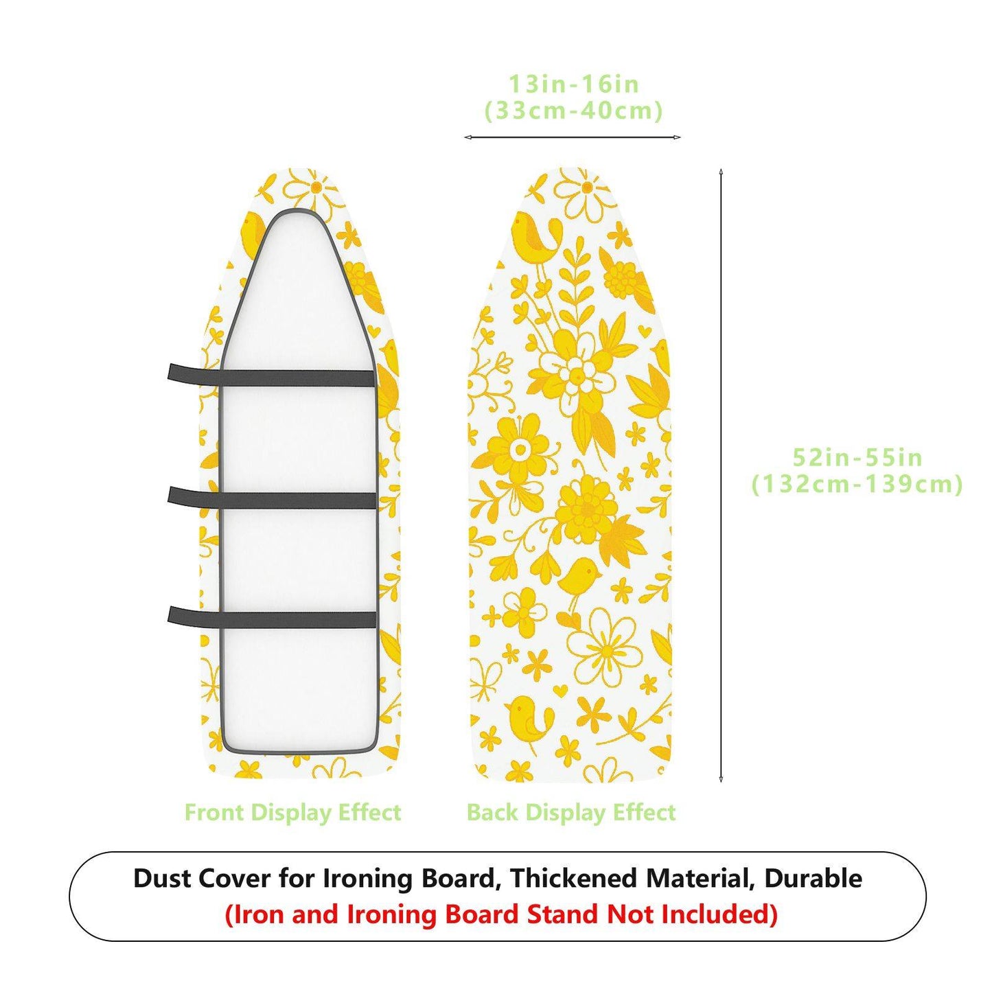 1-Piece Yellow Floral Bird Pattern  Ironing Board Cover, Universal Size, Without Board