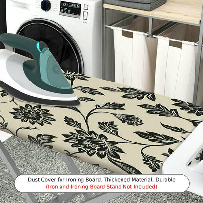 1-Piece Floral Pattern Black Beige  Ironing Board Cover, Universal Size, Without Board
