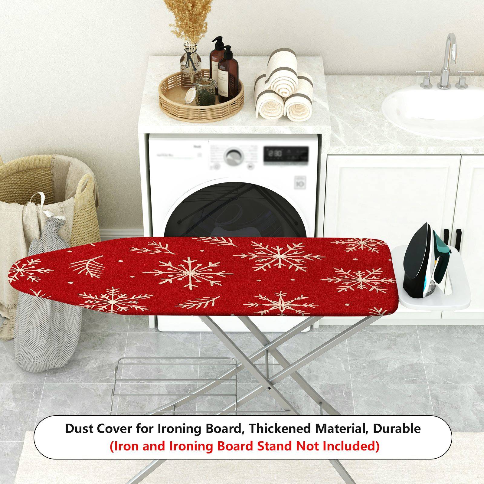 1-Piece Christmas Snowflake Red  Ironing Board Cover, Universal Size, Without Board