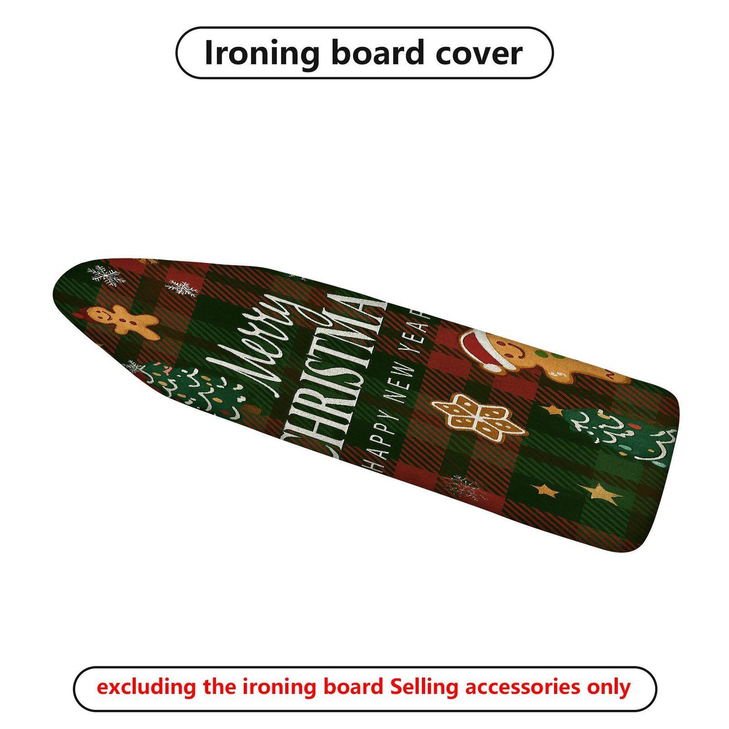 1-Piece Christmas Plaid Gingerbread  Ironing Board Cover, Universal Size, Without Board