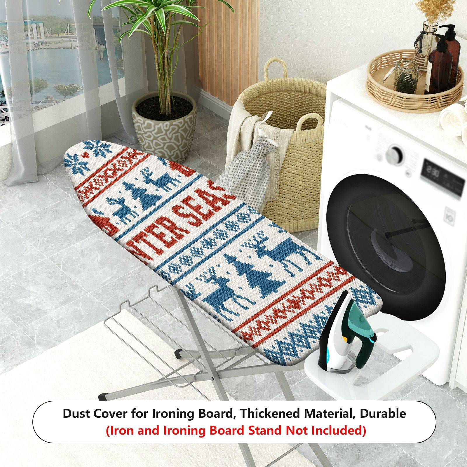 1-Piece Winter Christmas Deer  Ironing Board Cover, Universal Size, Without Board