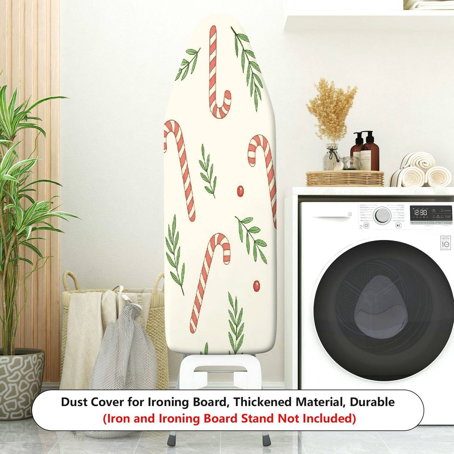 1-Piece Christmas Candy Cane Leaf Pattern  Ironing Board Cover, Universal Size, Without Board