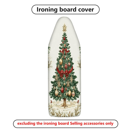 1-Piece Christmas Tree Red Bow Green Ornament  Ironing Board Cover, Universal Size, Without Board