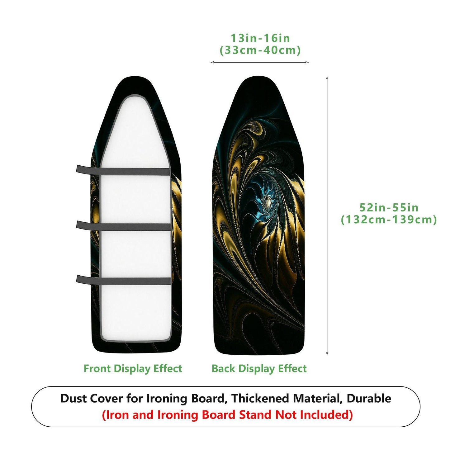 1-Piece Abstract Swirl Dark Tone Golden Accent  Ironing Board Cover, Universal Size, Without Board