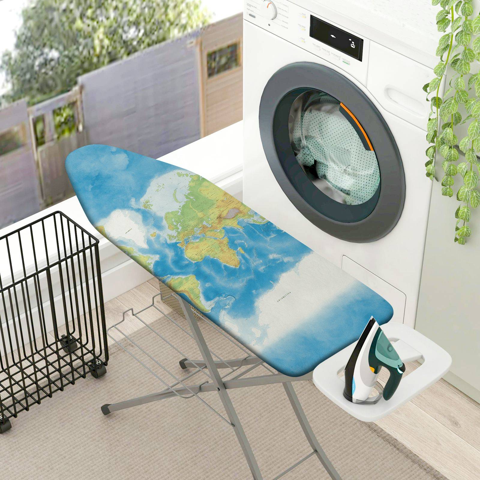 1-Piece World Map Travel Adventure  Ironing Board Cover, Universal Size, Without Board
