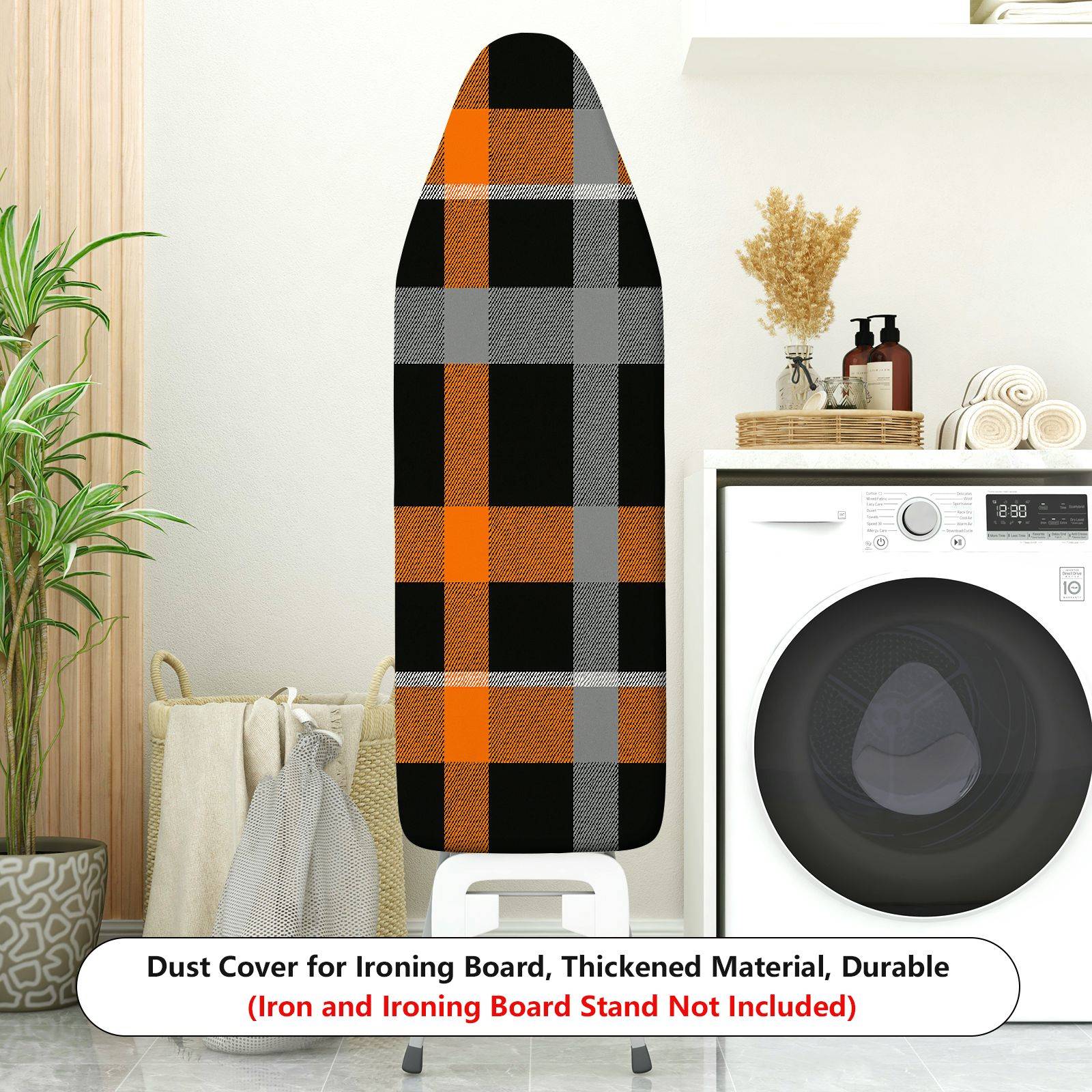 1-Piece Plaid Orange Black Grey  Ironing Board Cover, Universal Size, Without Board