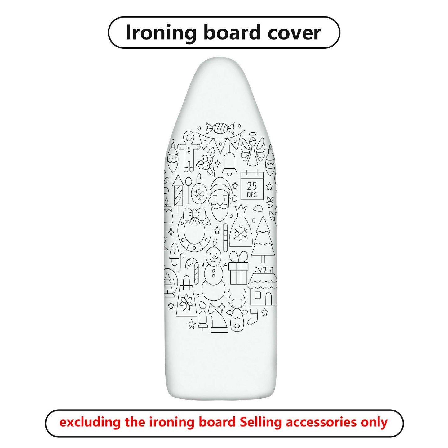 1-Piece Christmas Festive Season Santa  Ironing Board Cover, Universal Size, Without Board