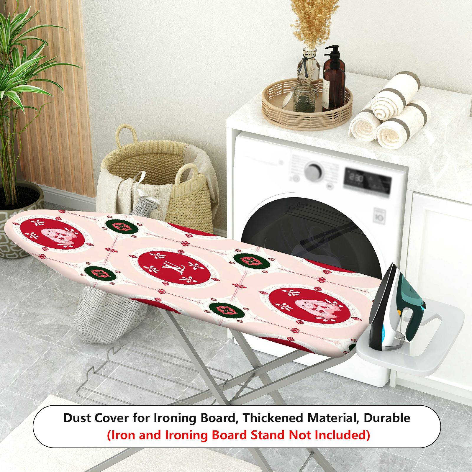 1-Piece Christmas Red Green Pattern  Ironing Board Cover, Universal Size, Without Board