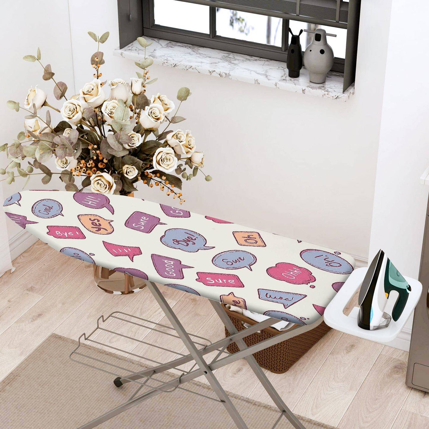 1-Piece Speech Bubble Colorful Fun  Ironing Board Cover, Universal Size, Without Board