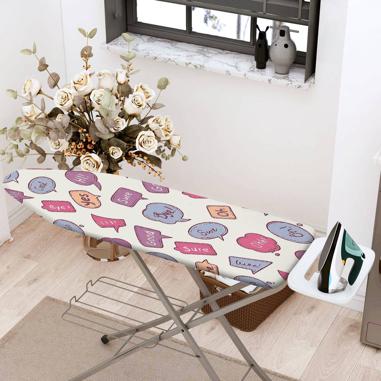 1-Piece Speech Bubble Colorful Fun  Ironing Board Cover, Universal Size, Without Board
