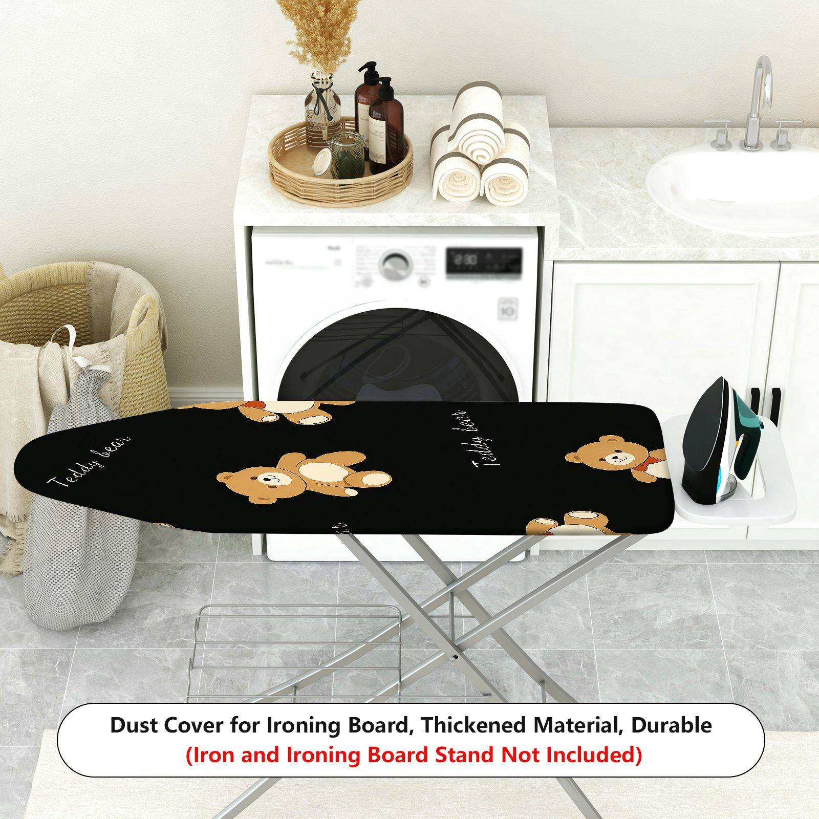1-Piece Teddy Bear Black Cute  Ironing Board Cover, Universal Size, Without Board