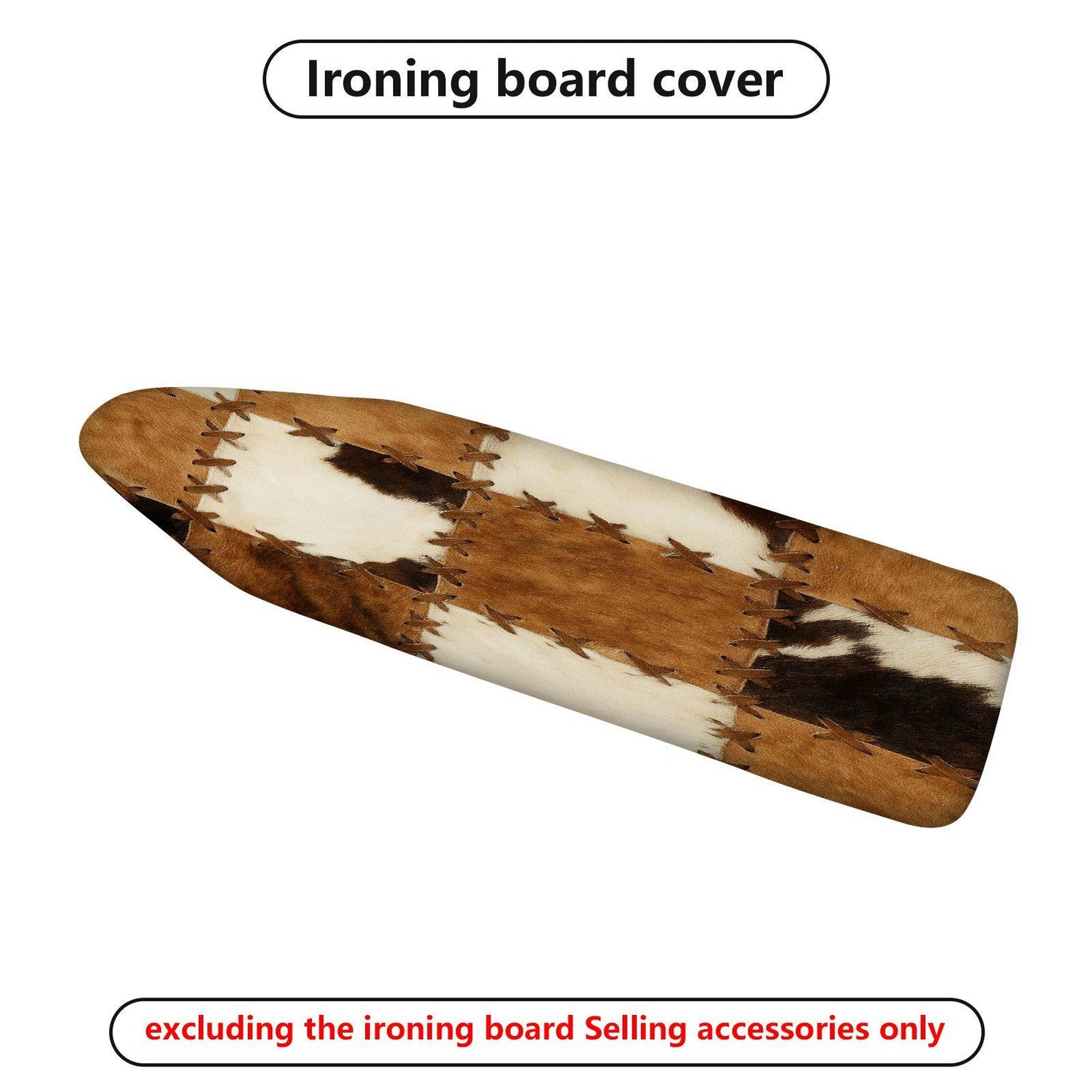 1-Piece Cowhide Pattern Brown Beige Checkered  Ironing Board Cover, Universal Size, Without Board
