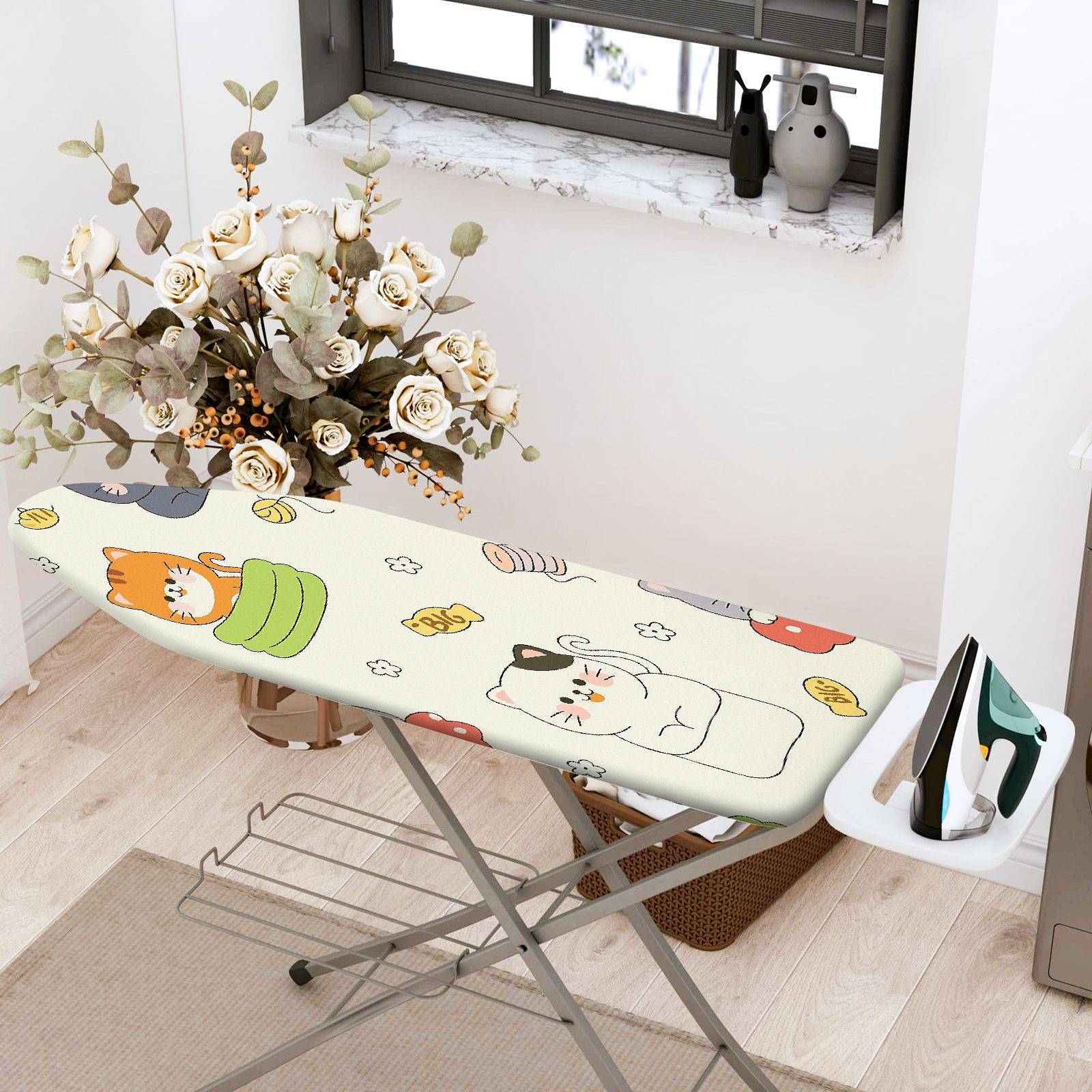 1-Piece Cat Fun Colorful  Ironing Board Cover, Universal Size, Without Board