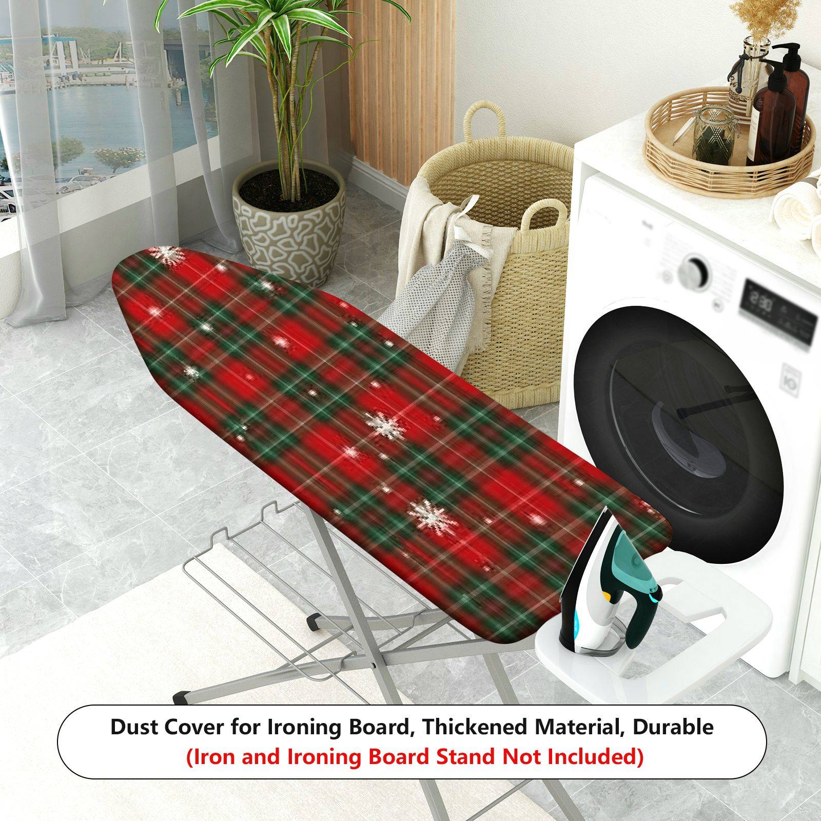 1-Piece Snowflake Plaid Red  Ironing Board Cover, Universal Size, Without Board