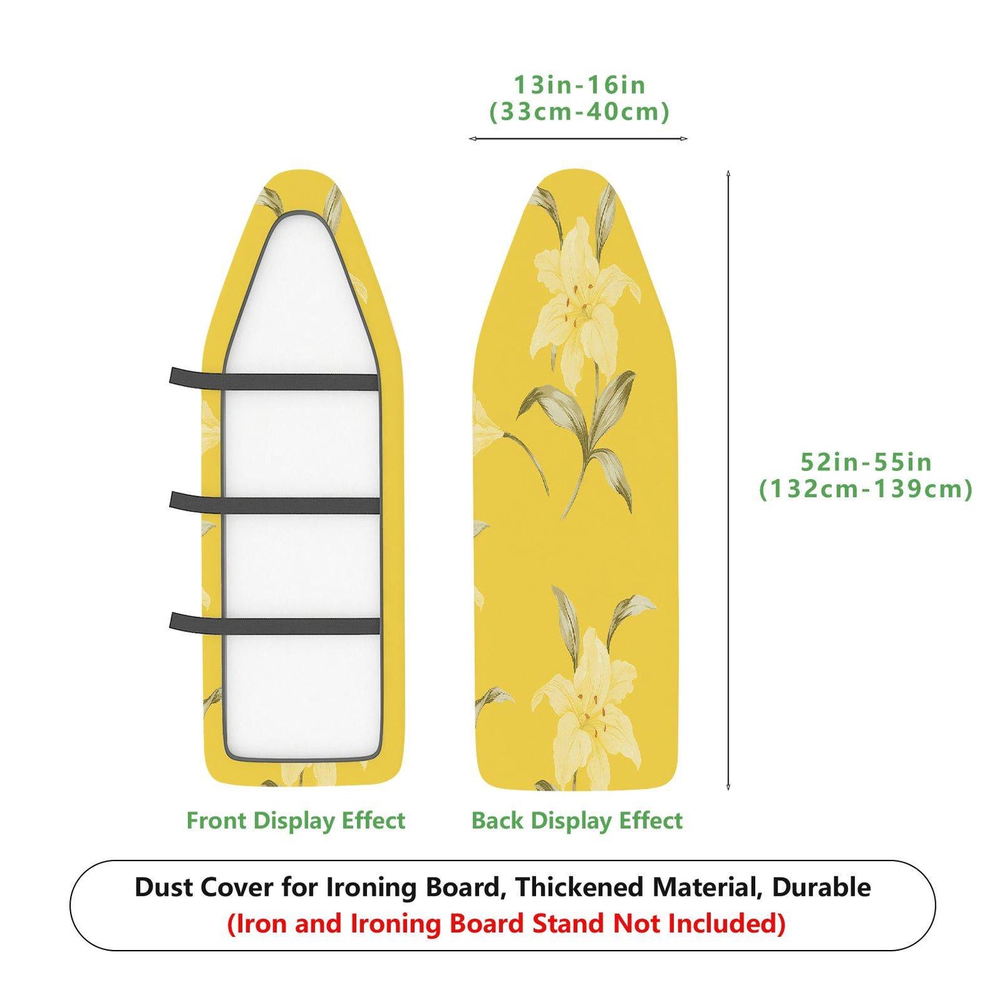 1-Piece Yellow Floral Modern  Ironing Board Cover, Universal Size, Without Board
