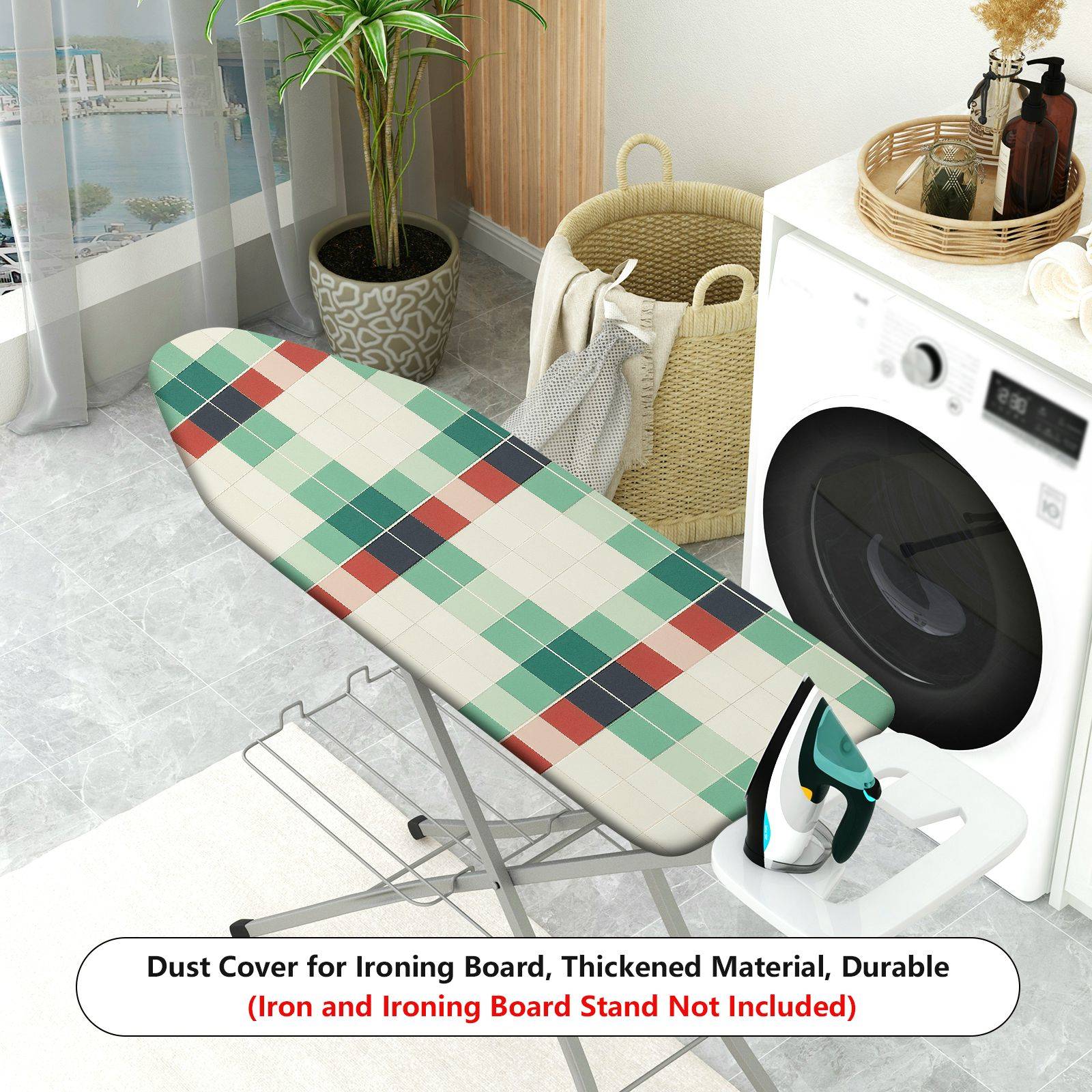 1-Piece Checkered Pattern Christmas Holiday Laundry theme  Ironing Board Cover, Universal Size, Without Board